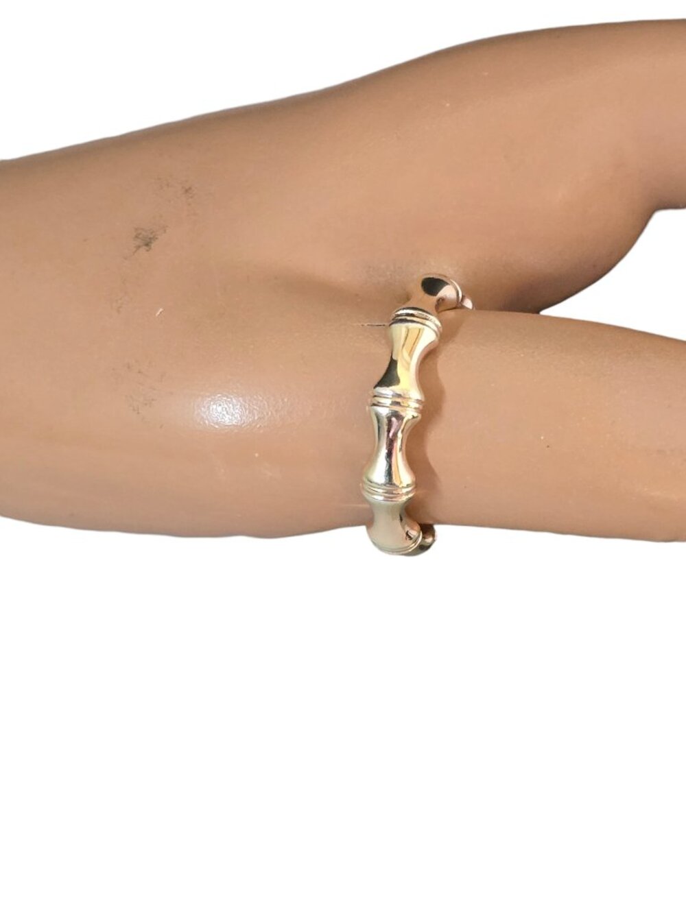 Milor Italy Sterling Silver Gold Plated Thin Bamboo Style Ring Size 9